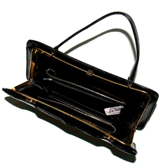 Vintage La Belle Montreal - Black Patent Leather Purse - Picture 10 of 16